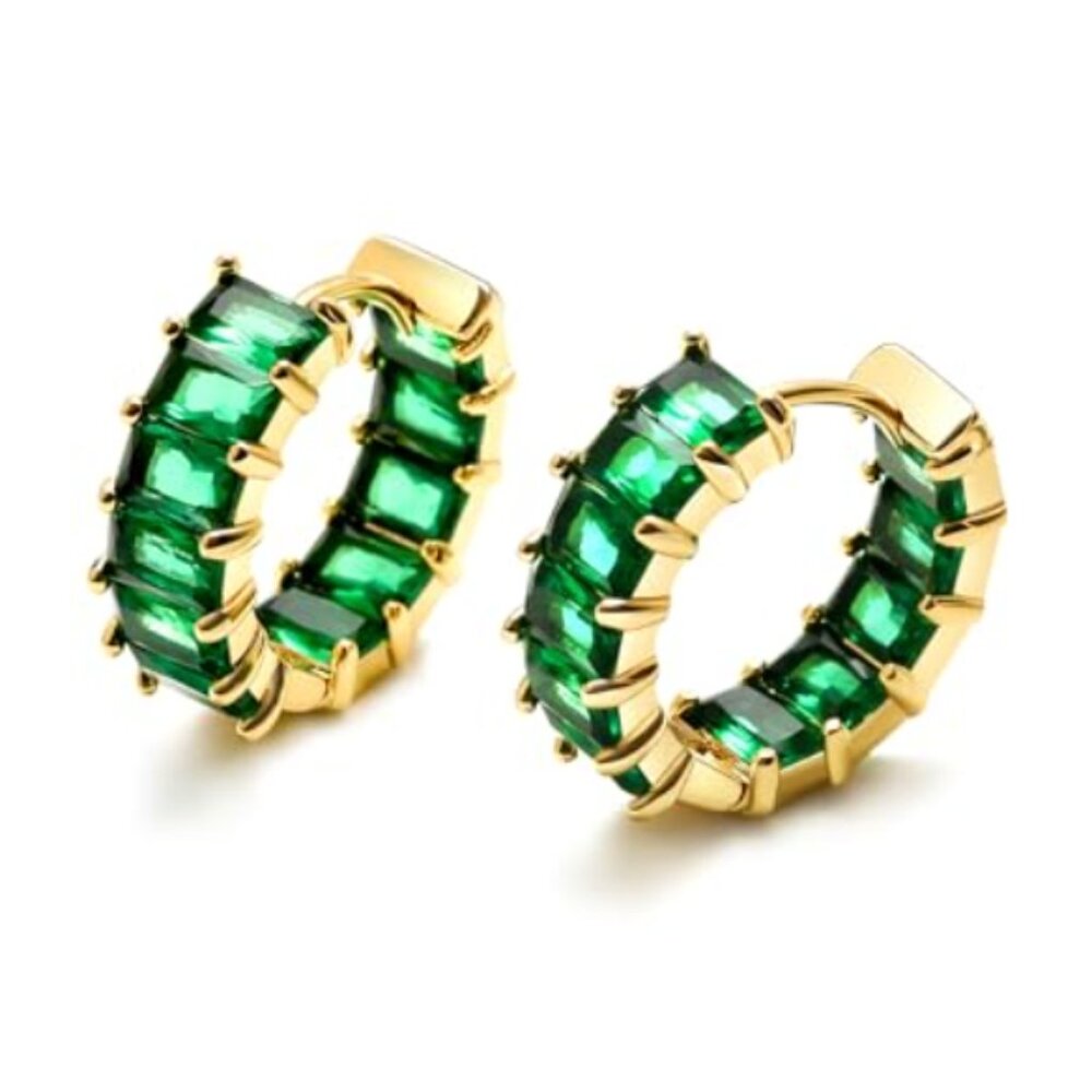 18K Gold Plated Green Stud Earrings